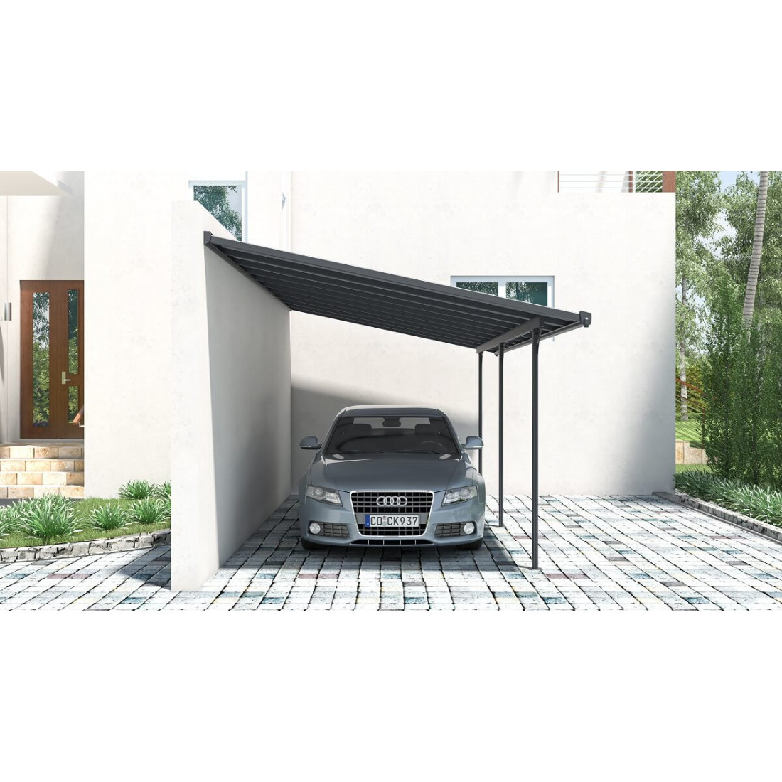 Wiata tarasowa aluminiowa Hardmaister ATLANTA Cold Grey