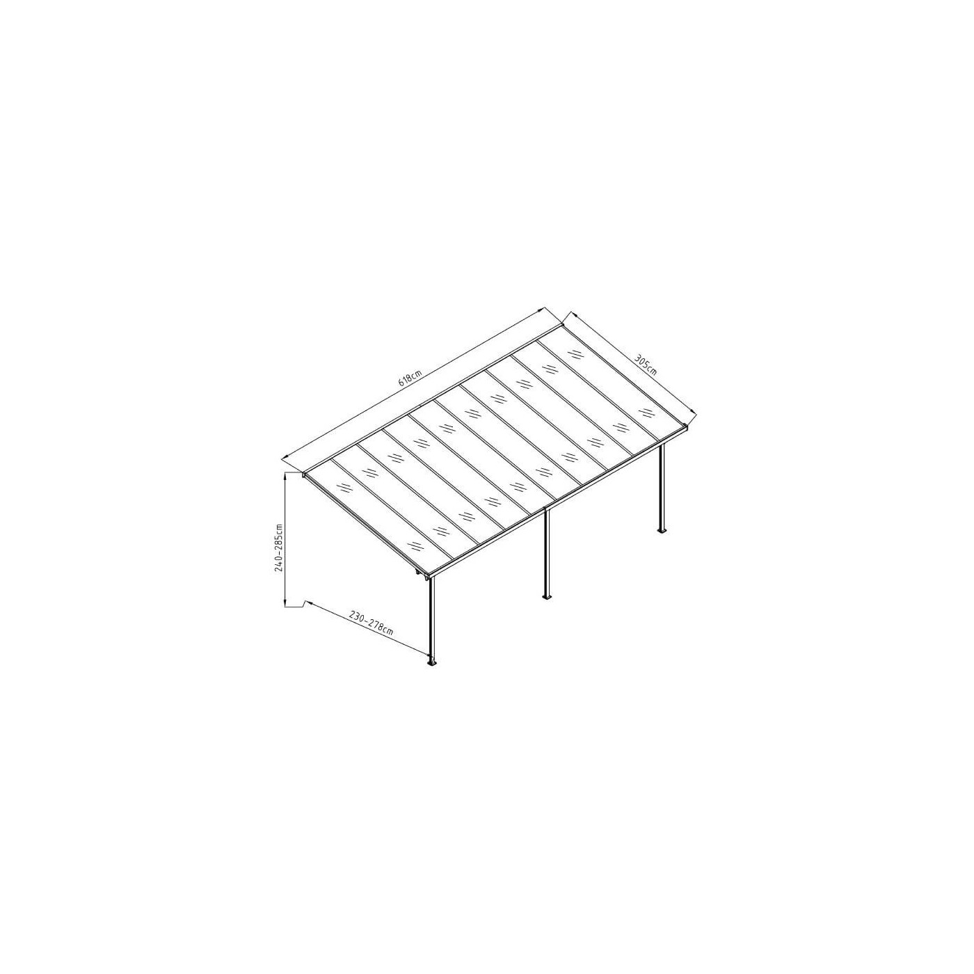 Wiata tarasowa aluminiowa Hardmaister ATLANTA Cold Grey