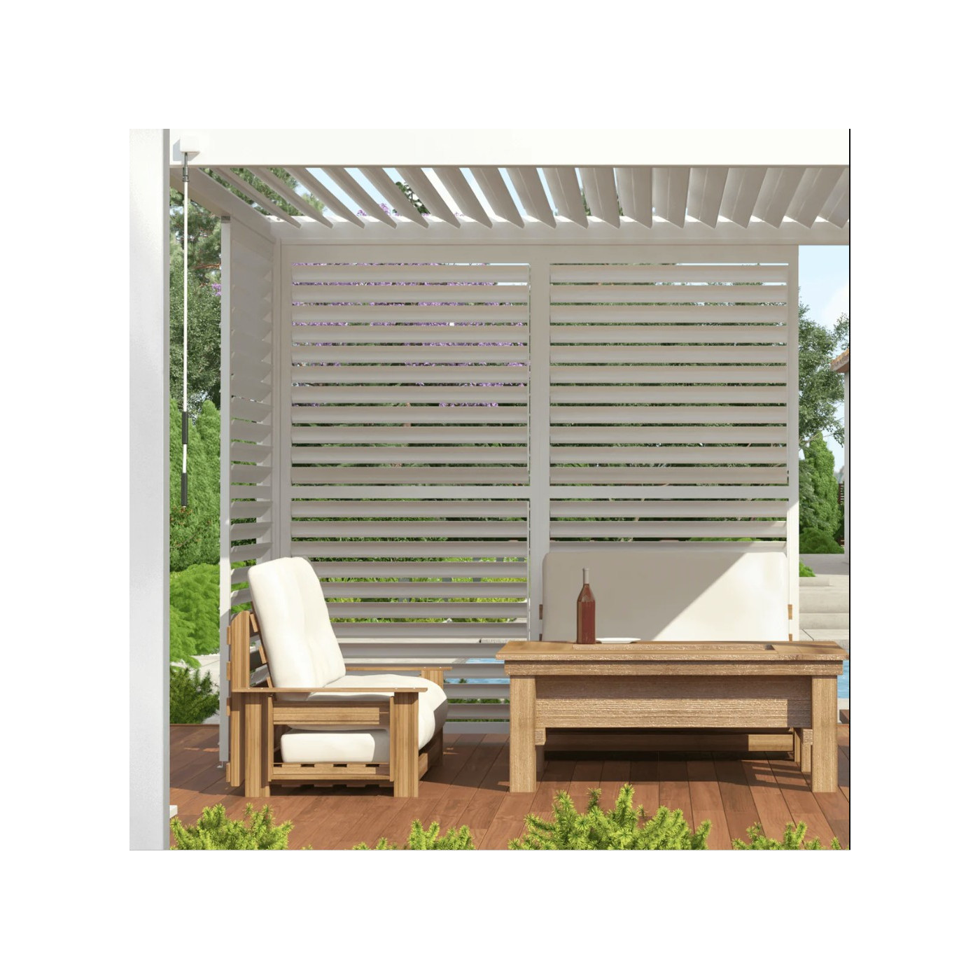 Aranżacja Regulowany panel żaluzjowy do pergoli PREMIUM 3m, white - GUTROOF