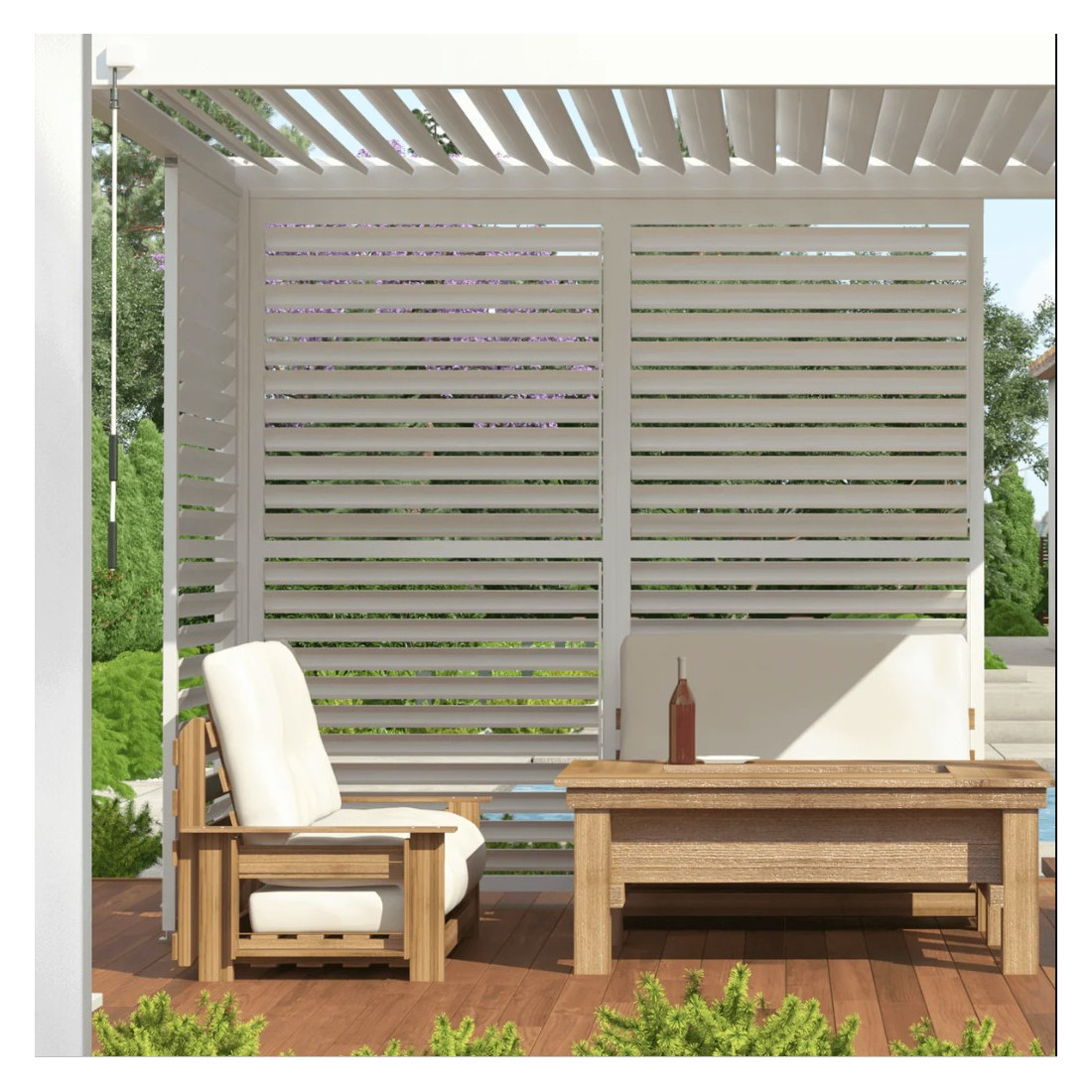 Aranżacja Regulowany panel żaluzjowy do pergoli PREMIUM 3m, white - GUTROOF