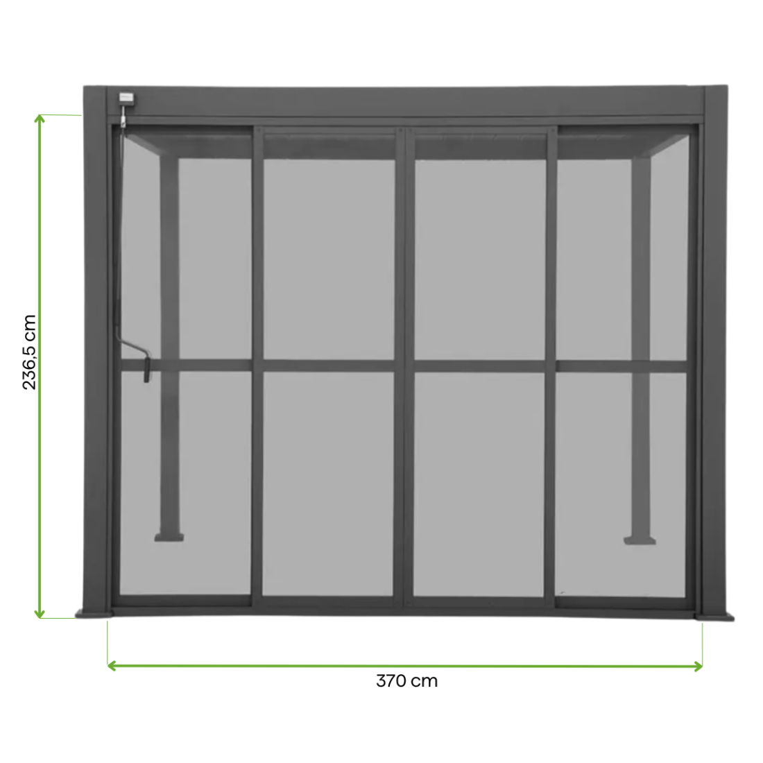 Wymiarowanie drzwi przesuwnych poliweglanowych  anthracite Premium 4 Gutroof