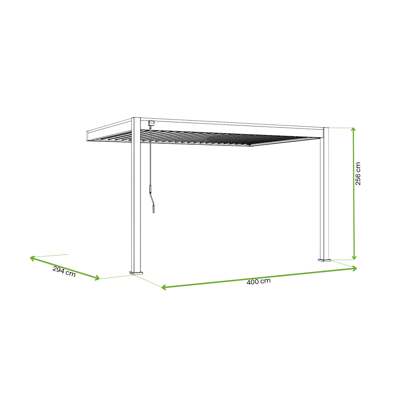 Wymiary - przyścienna pergola ELEGANCE WALL 3x4 Anthracite - Gutroof