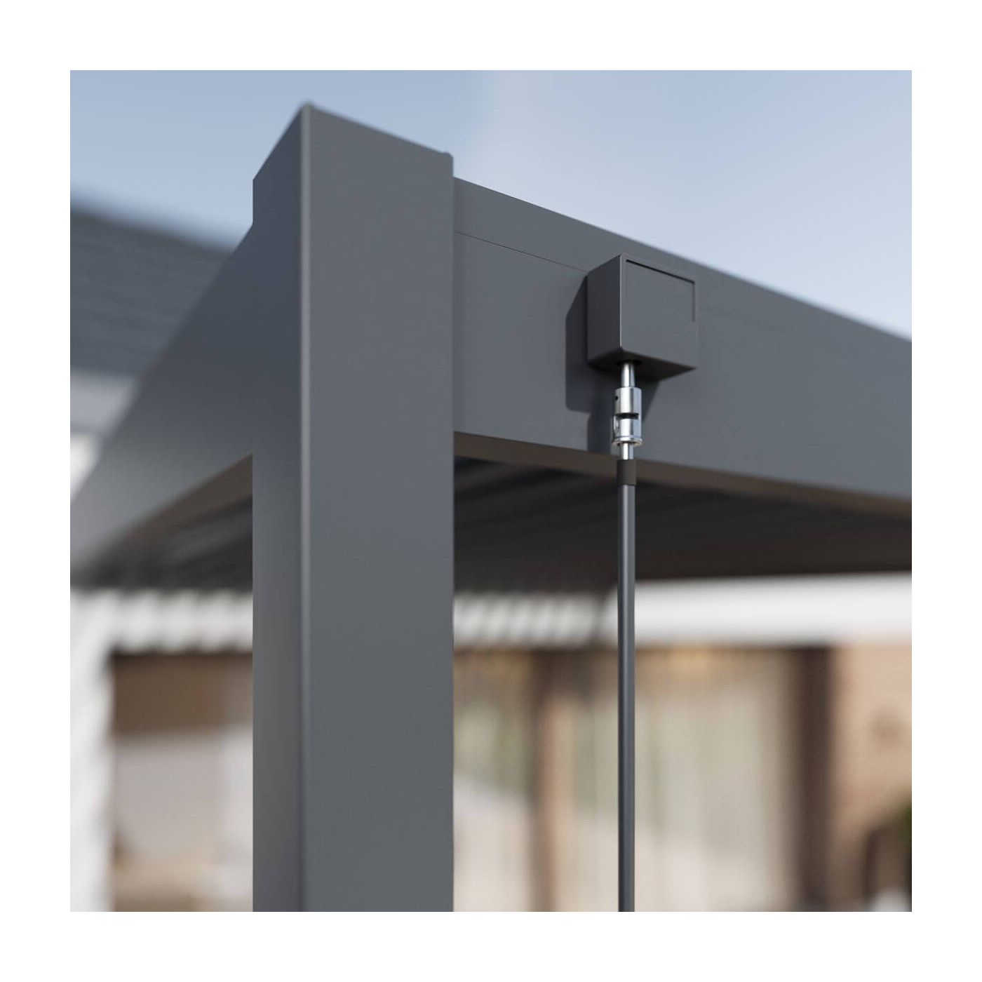 Zbliżenie na lamele dachowe przyściennej pergoli ELEGANCE WALL 3x4 Anthracite - Gutroof