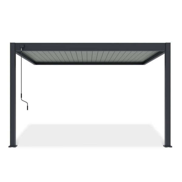 Przyścienna pergola ELEGANCE WALL 3x4 antracytowa w kolorze lameli jasno szarym