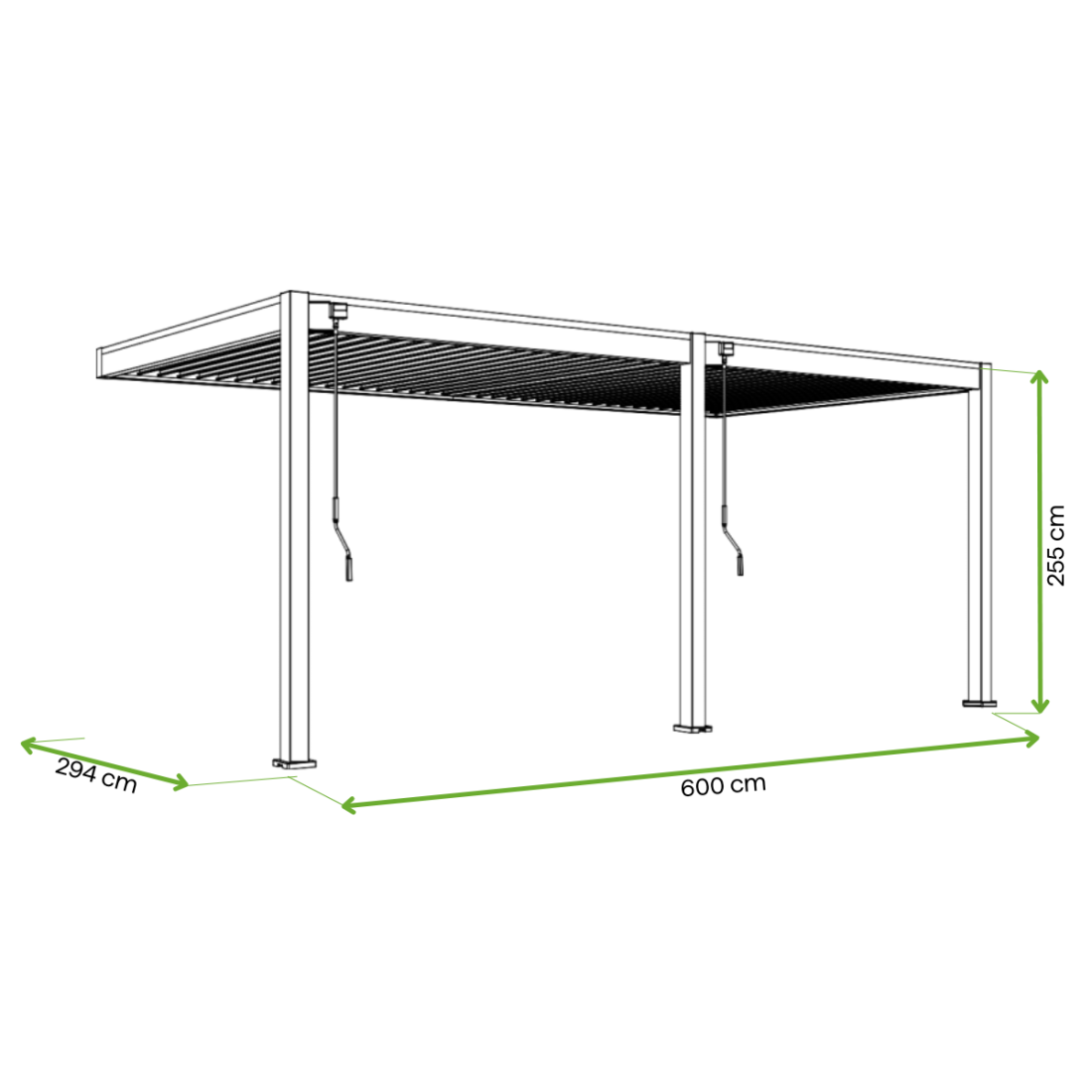 Wymiary - przyścienna pergola ELEGANCE WALL 3x6 Anthracite - Gutroo