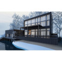 Aranżacja pergoli elegance wall zamontowanej przy budynku 