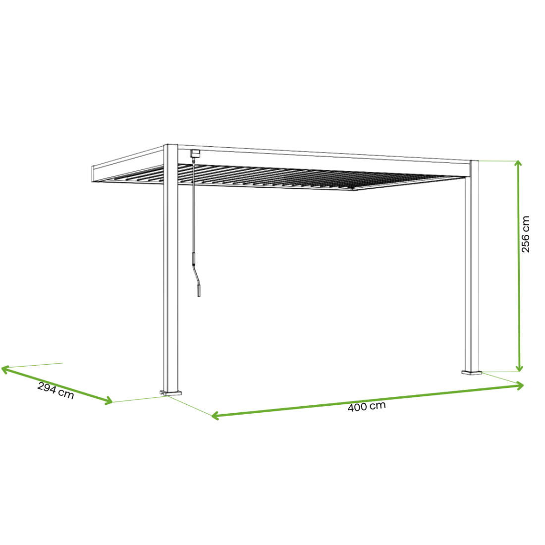 Wymiary automatyczna pergola przyścienna z oświetleniem ELEGANCE WALL AUTOMATIC 3x4 Anthracite - Gutroof