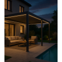 Aranżacja automatycznej pergoli przyściennej z oświetleniem led elegance wall 