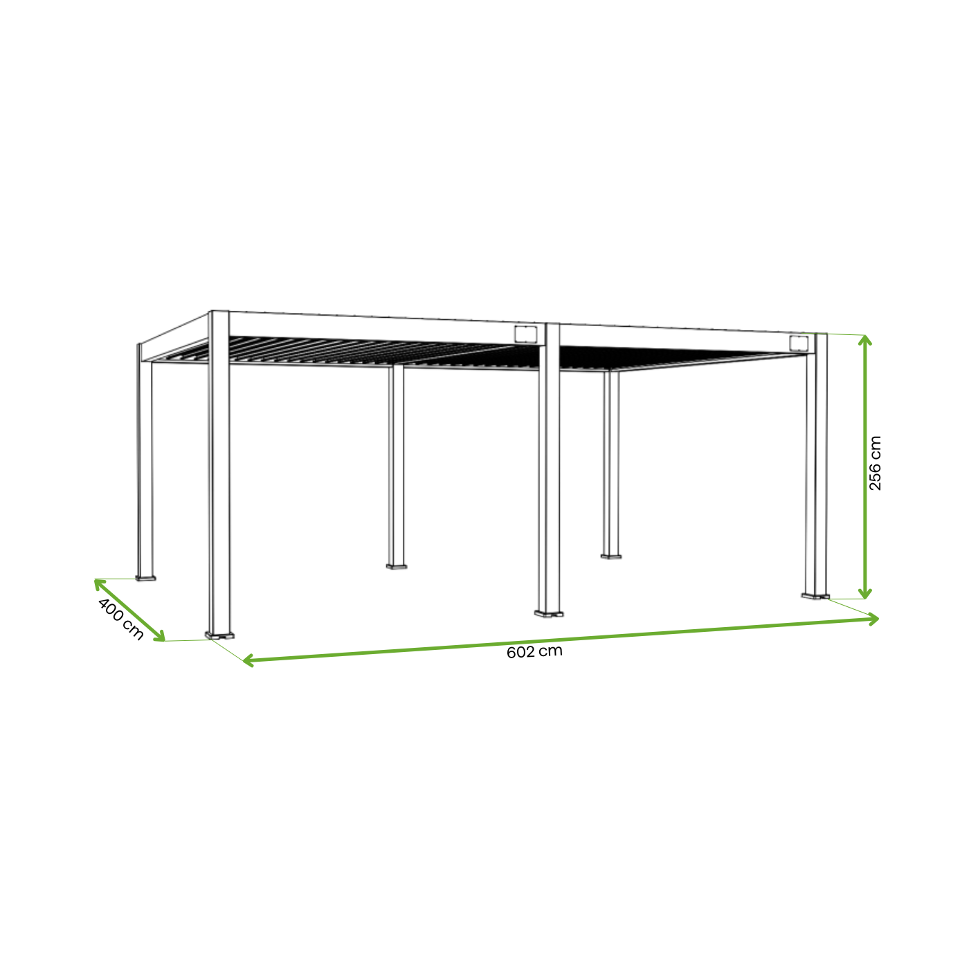 Wymiary pergoli tarasowej deluxe pro automatic 4x6m z oświetleniem LED