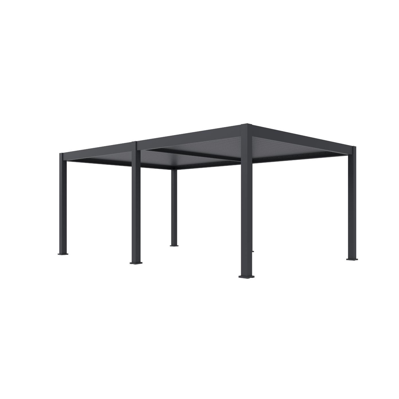 Pergola elektryczna tarasowa DELUE PRO AUTOMATIC 4x6 z oświetleniem LED Antracyt Gutroof widok perspektywiczny lewy 
