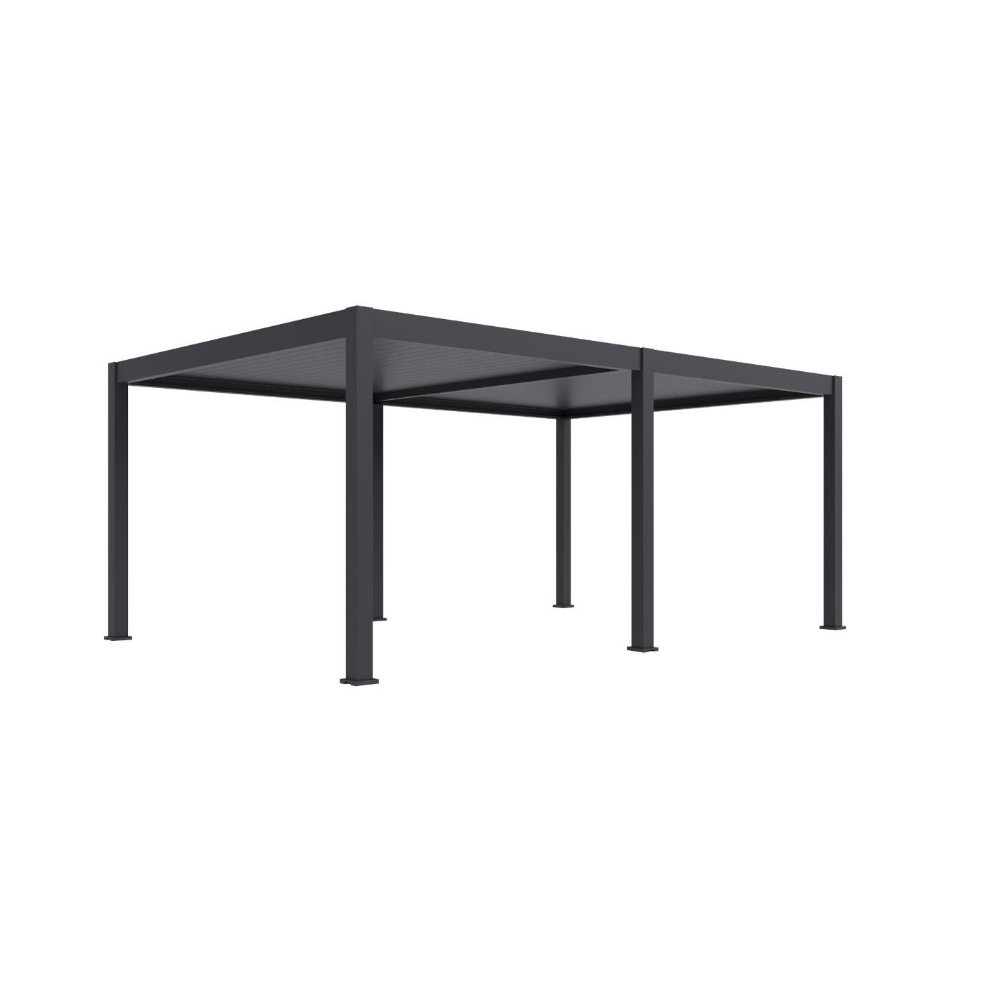 Pergola elektryczna tarasowa DELUE PRO AUTOMATIC 4x6 z oświetleniem LED Antracyt Gutroof widok perspektywiczny prawy