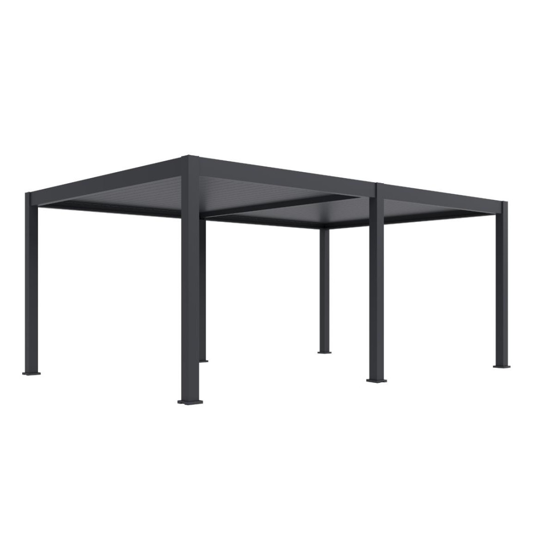 Pergola elektryczna tarasowa DELUE PRO AUTOMATIC 4x6 z oświetleniem LED Antracyt Gutroof widok perspektywiczny prawy