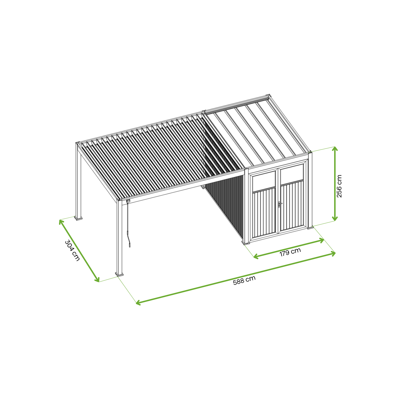 Wymiary pergoli Fusion 3x4m+2