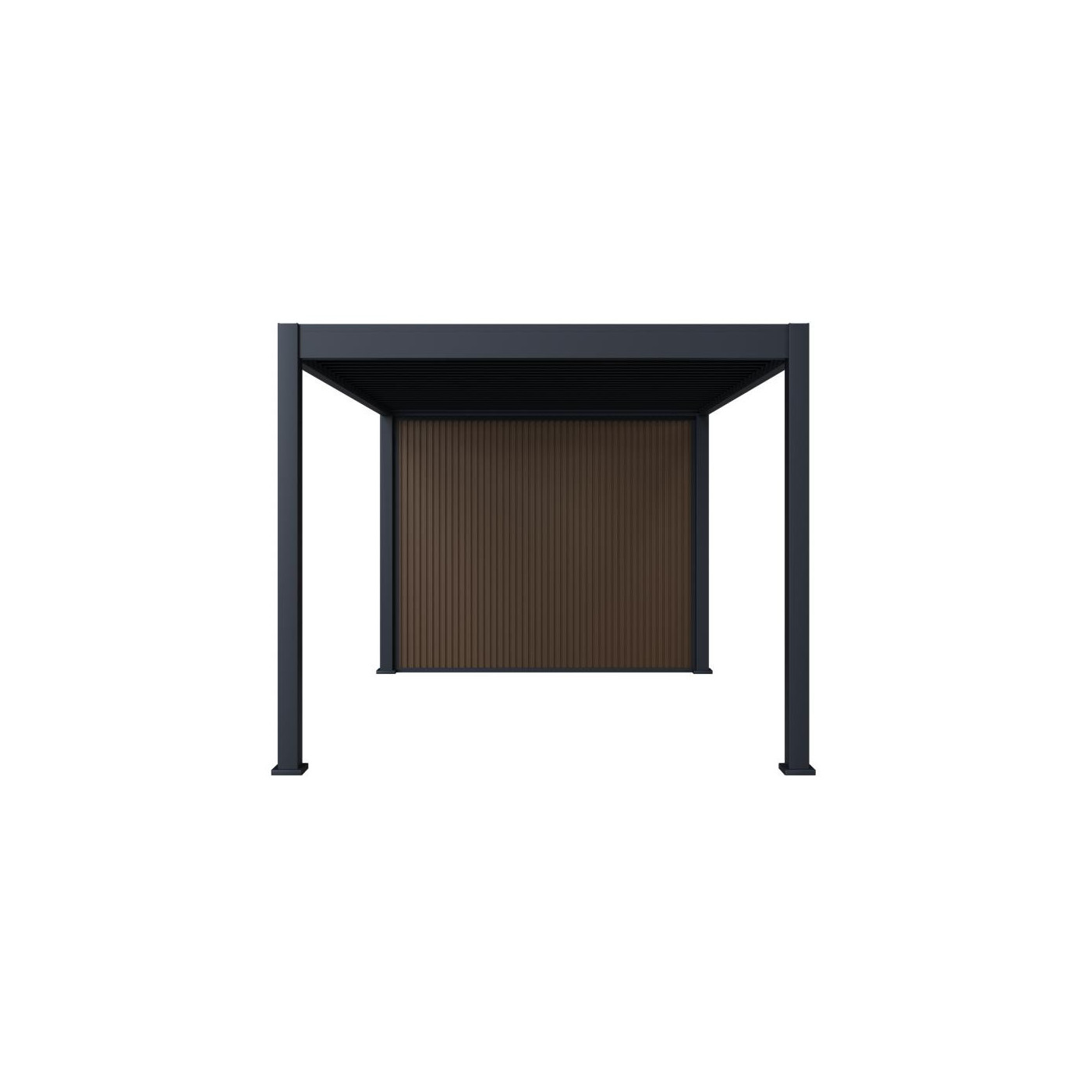 Pergola tarasowa Fusion 3x4+2 Anthracite Gutroof ze schowkiem widok boczny