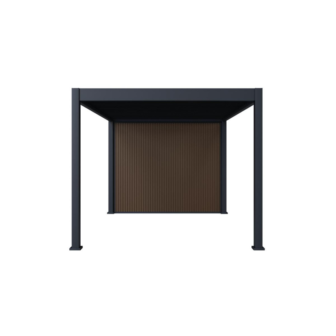 Pergola tarasowa Fusion 3x4+2 Anthracite Gutroof ze schowkiem widok boczny