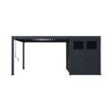 Pergola tarasowa Fusion 3x4+2 Anthracite Gutroof ze schowkiem widok frontalny