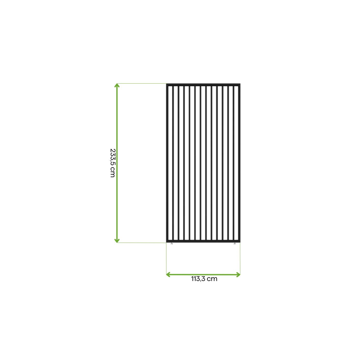 Wymiary - panel żaluzjowy pionowy do pergoli ELEGANCE/DELUXE/FUSION 1.2 m Anthracite - Gutroof
