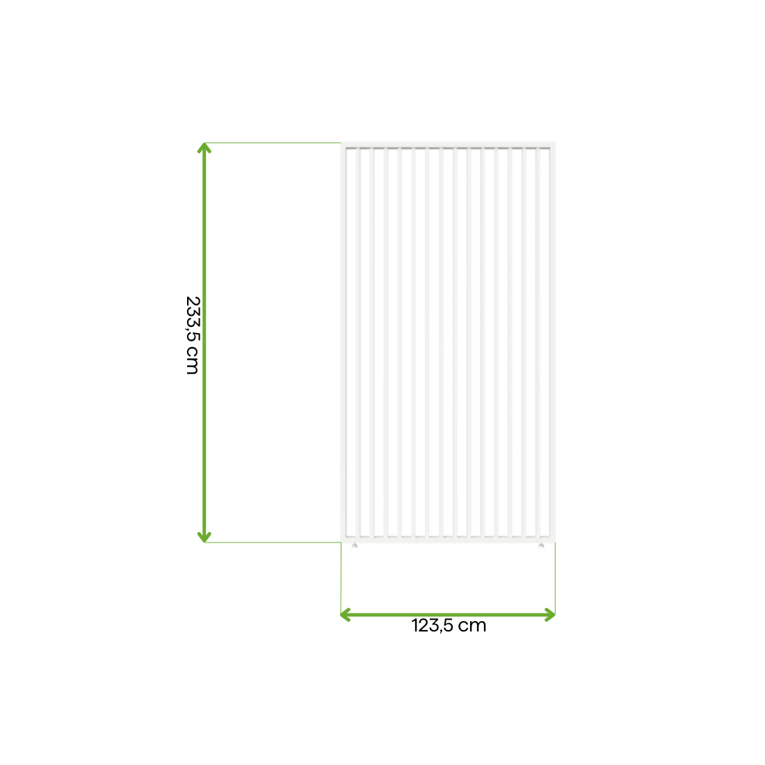 Wymiary - panel żaluzjowy pionowy do pergoli ELEGANCE/DELUXE/FUSION 1.3 m White - Gutroof