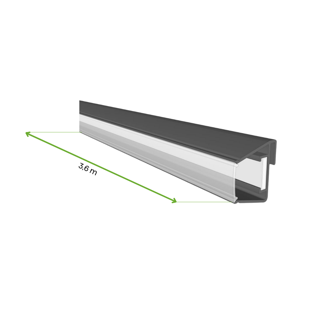wymiary - oświetlenie LED do pergoli 3.6m x 2 Anthracite - Gutroof
