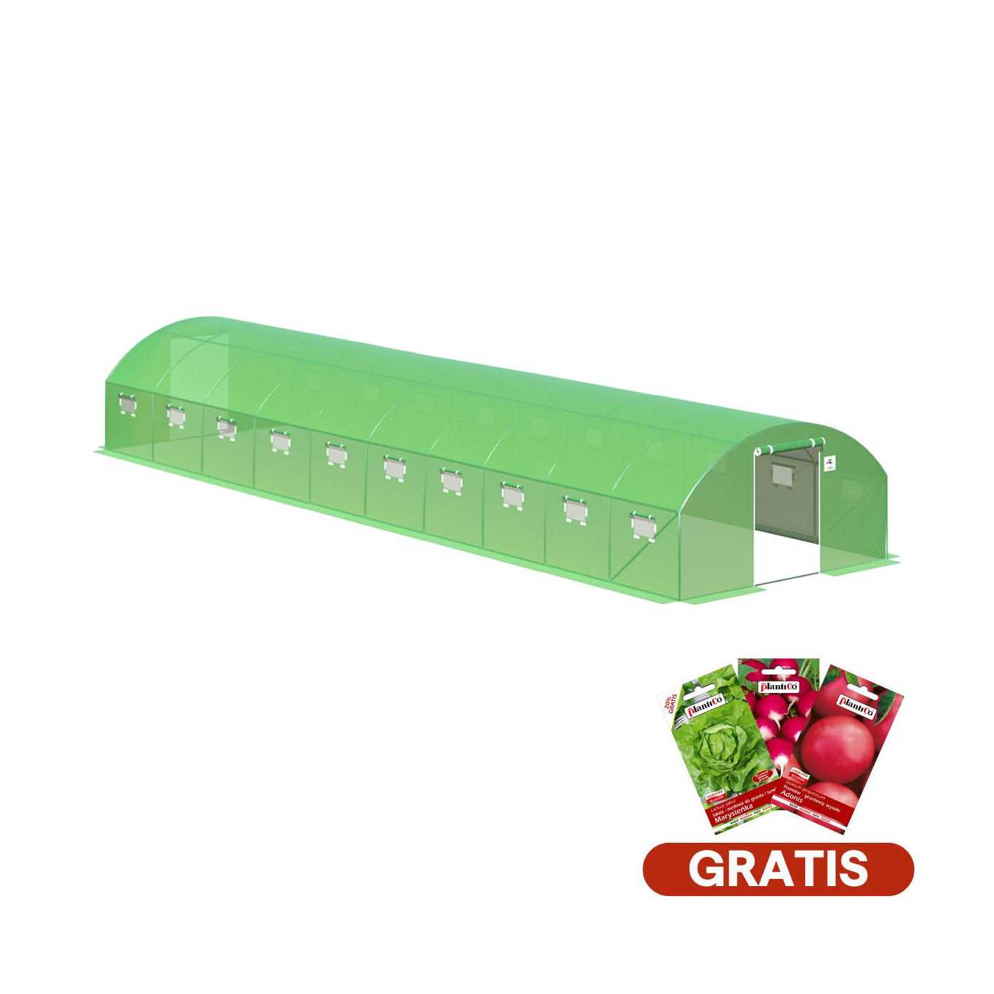 10 sekcyjny foliak w kolorze zielonym, 4x10x2 - 40m, cultivo, nasiona gratis