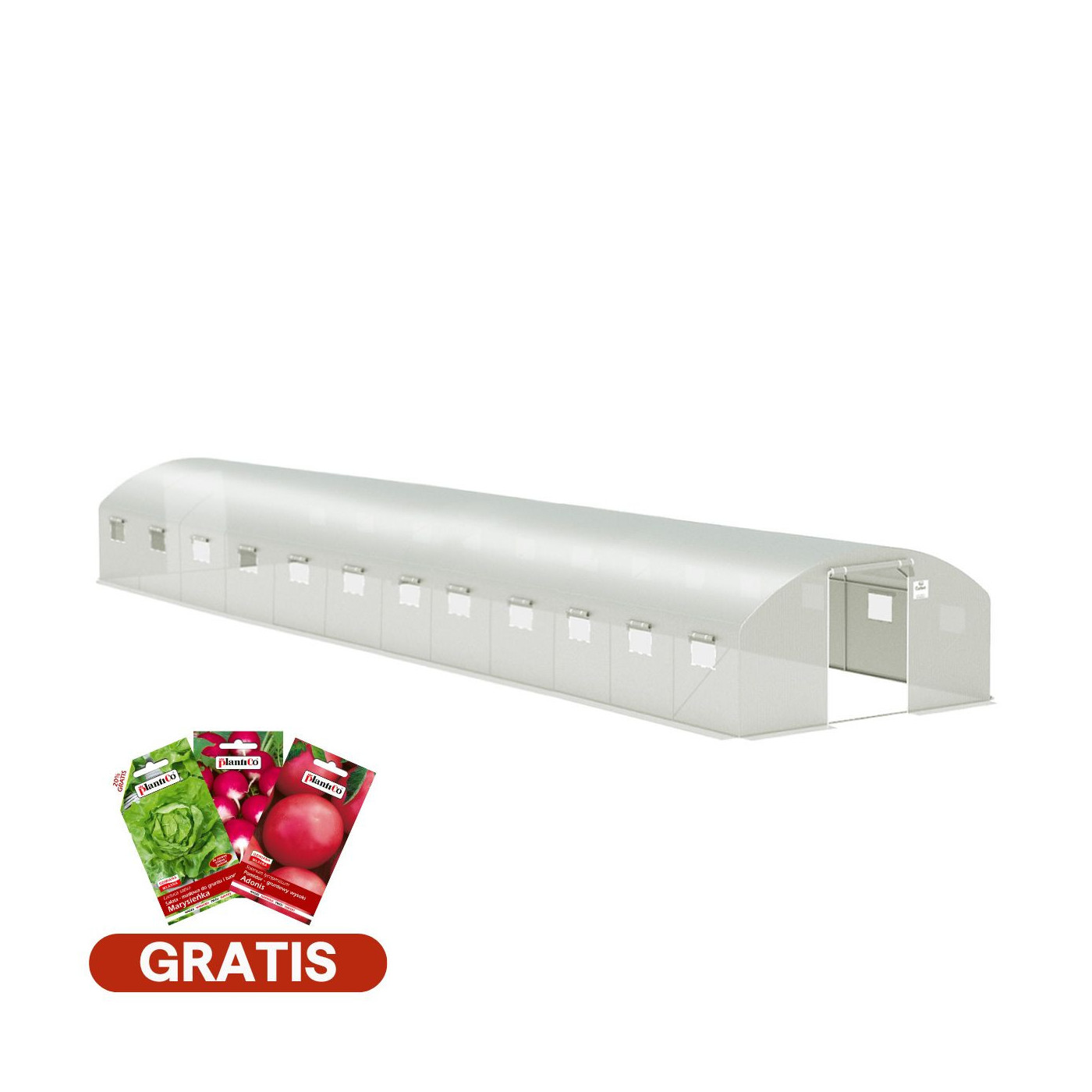 Tunel PODWÓJNE Drzwi 4x12x2 - 48m2 Biały, nasiona gratis