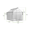 Srebrna szklarnia ogrodowa z aluminium Slide-In 183x303 Cultivo