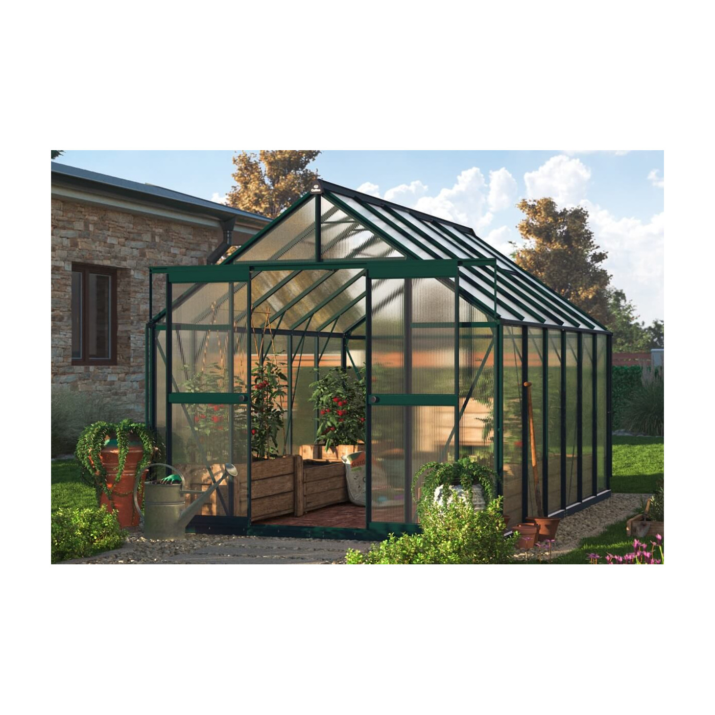 Szklarnia ogrodowa aluminiowa, system Slide-In 244x370cm Cultivo