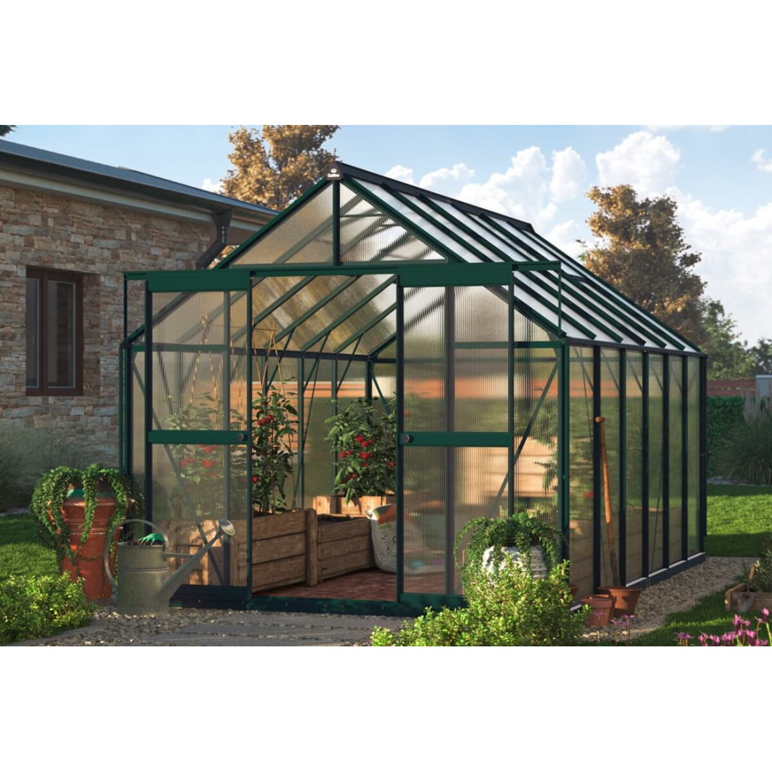 Szklarnia ogrodowa aluminiowa, system Slide-In 244x370cm Cultivo