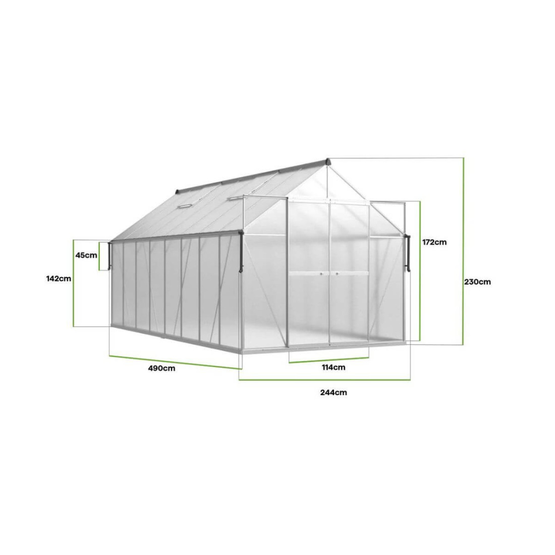 Aluminiowa szklarnia ogrodowa Slide-In 244x490cm Silver - Cultivo