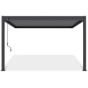 Widok z przodu pergoli tarasowej Deluxe Wall 3.6x4 antracytowej na białym tle.