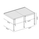 Wymiary pergoli tarasowej DELUXE WALL 3.6x5.3 w kolorze antracytowym przedstawione na schemacie technicznym.