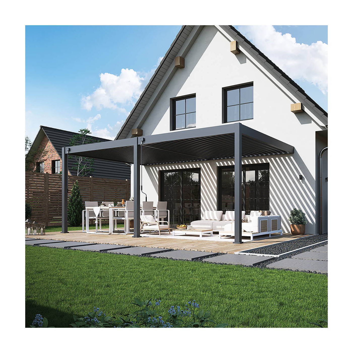 Pergola ogrodowa DELUXE Wall 3,6x6 Antracyt | Gutroof