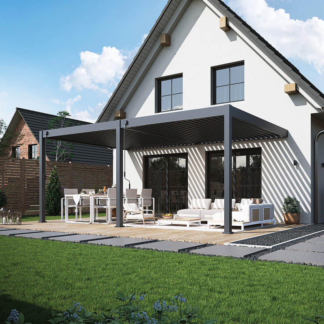 Pergola ogrodowa DELUXE Wall 3,6x6 Antracyt | Gutroof