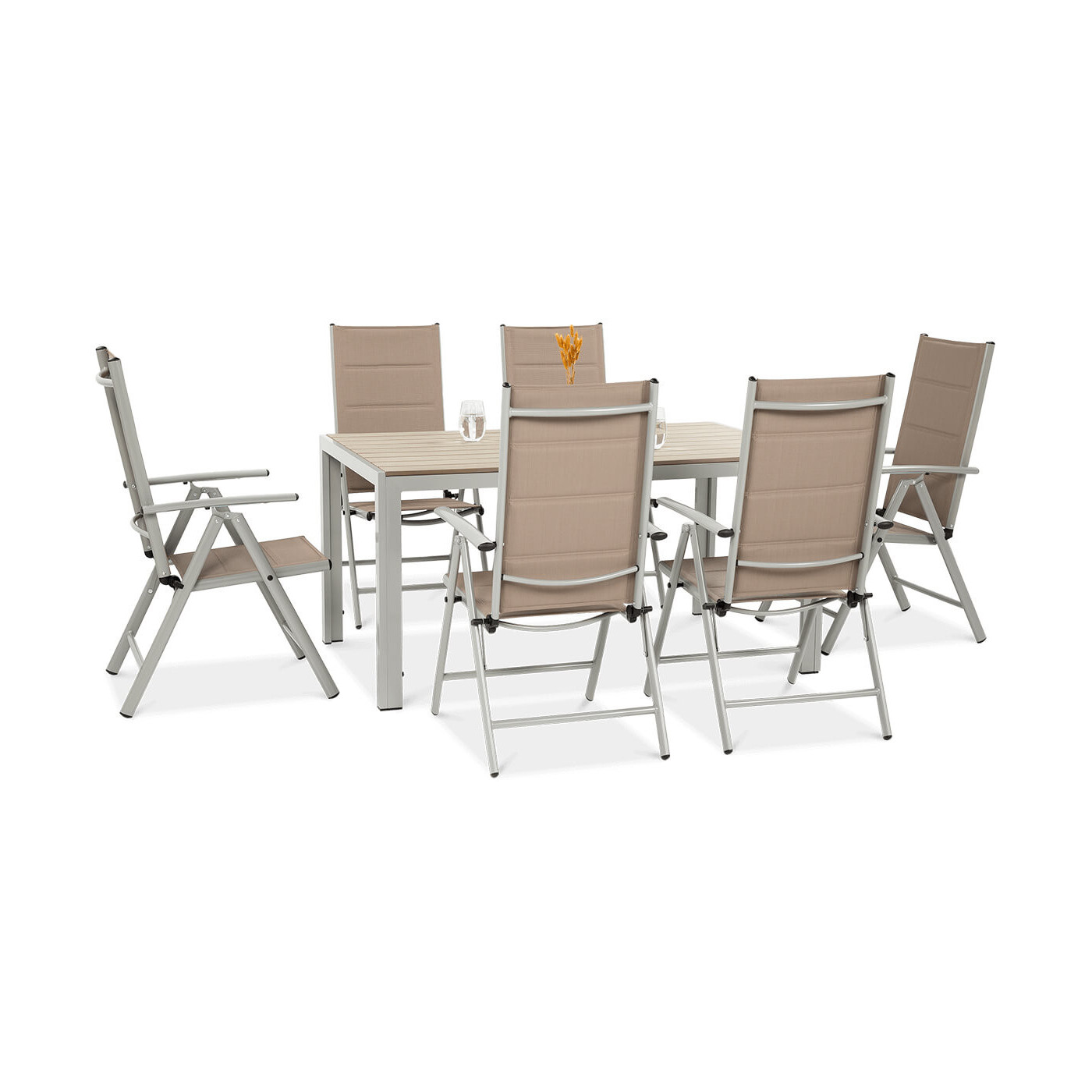 widok z boku zestawu ogrodowego sydney silver/taupe